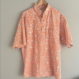 Kahala Vibrant Orange Floral Hawaiian Men's Shirt XL